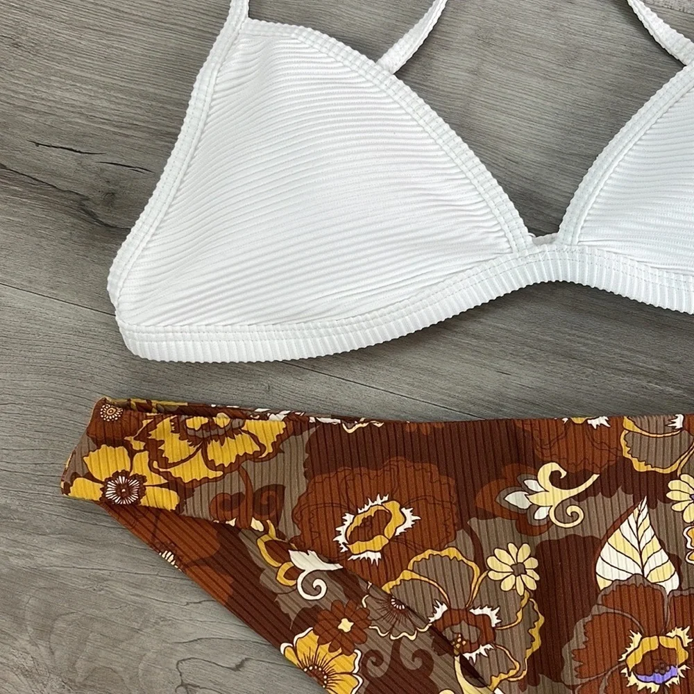 ☀️BILLABONG☀️ RVCA☀️ TANLINES CECI TRI EARTH BLOOM CHEEKY BIKINI SET